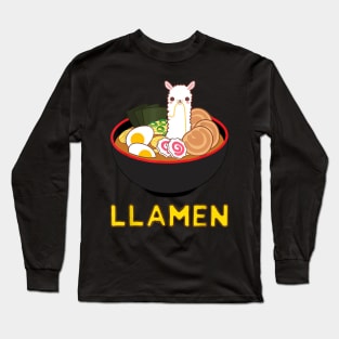 Llamen Llama Ramen Noodle Japanese Anime Kawaii Long Sleeve T-Shirt